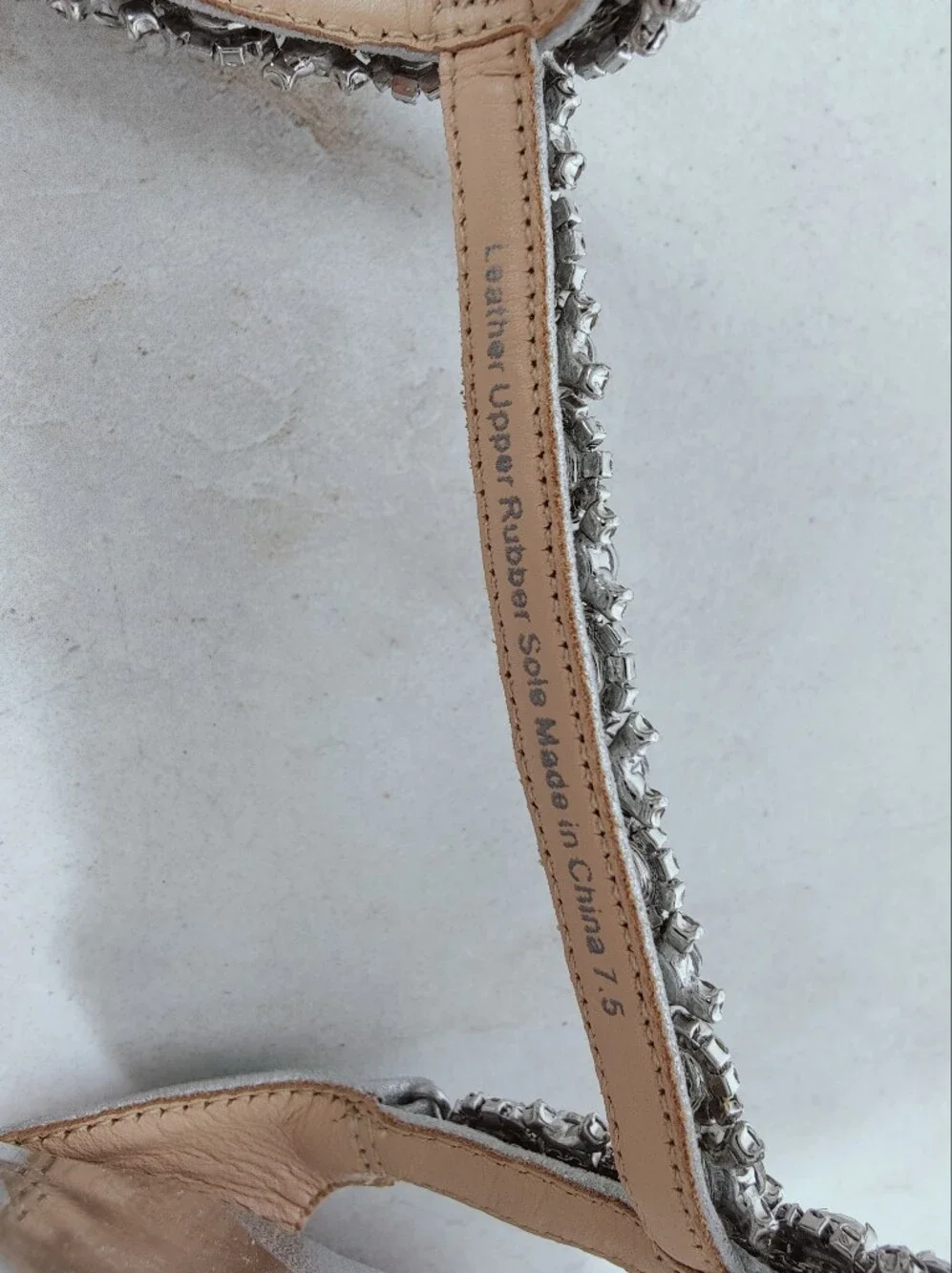 Badgley Mischka Silver Crystal T-Strap Wedge Sandals